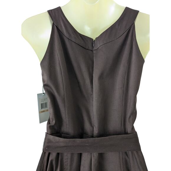 NWT Calvin Klein Sz 2 Brown Fit and Flare Pleated Dress - Picture 5 of 7
